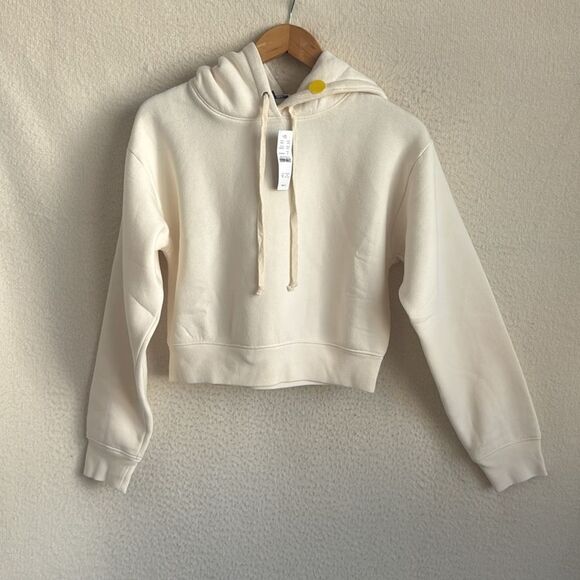 J Crew Heritage fleece cropped hoodie Womens Small Cream - Picture 3 of 9